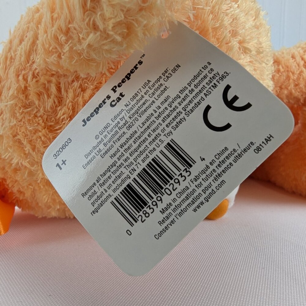 Gund Jeepers Peepers Cat Orange Plush 14" Stuffed Animal 320603 Girl Kitty Tags - Picture 10 of 10